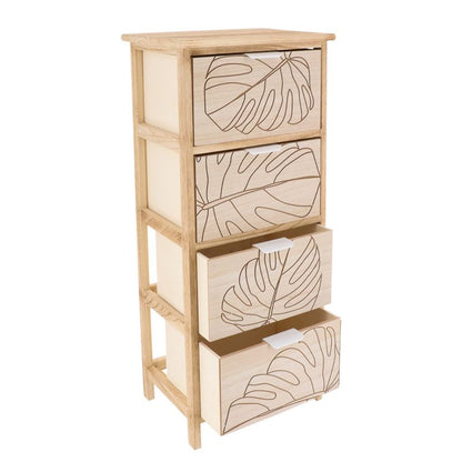 4-etagers Reol med 4 Skuffer 86x37,5x27,5 cm Beige | 3664323187571