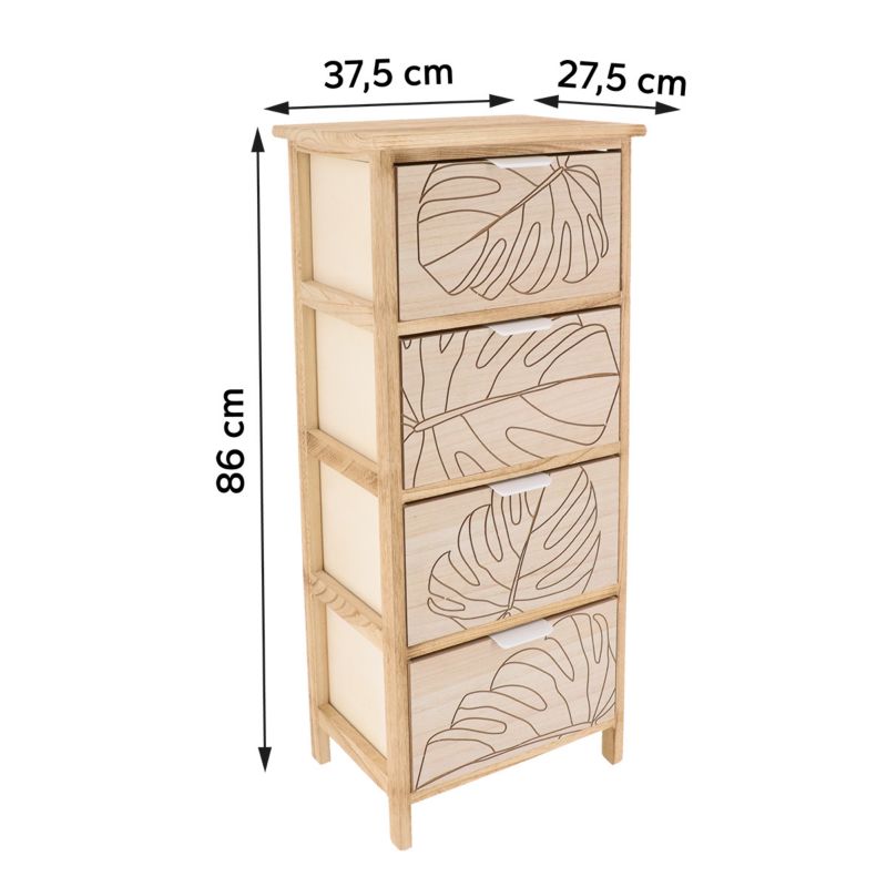 4-etagers Reol med 4 Skuffer 86x37,5x27,5 cm Beige | 3664323187571