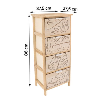 4-etagers Reol med 4 Skuffer 86x37,5x27,5 cm Beige | 3664323187571