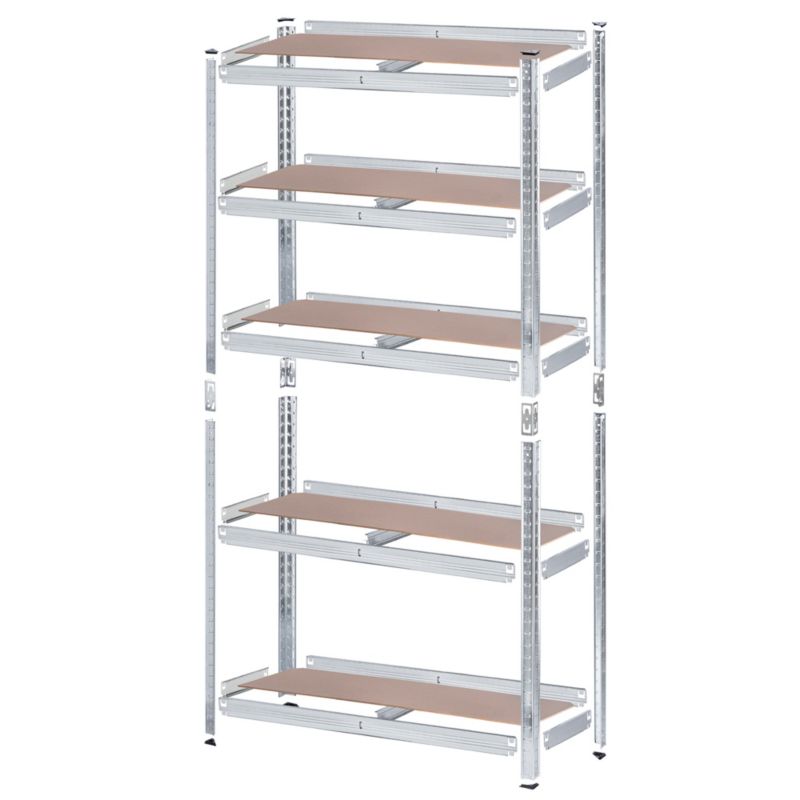 KADAX metalreol til garage og lager, 5-niveau, 180 x 90 x 30 cm, 875 kg