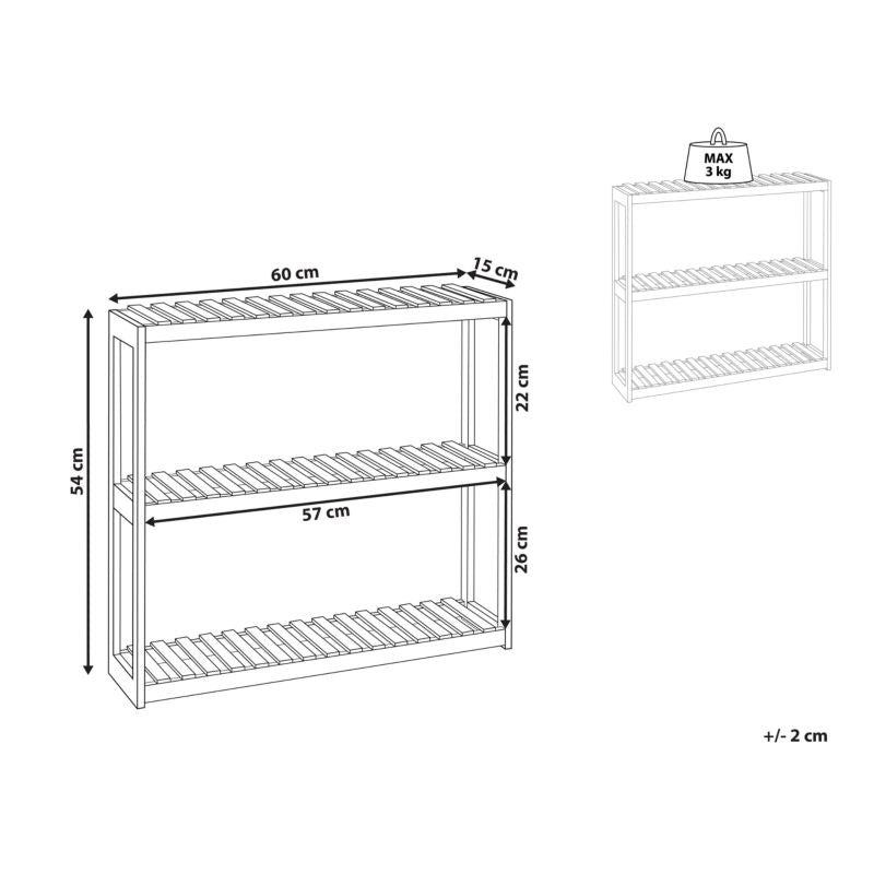 Badeværelseshylde PADUCAH 60x15x54 cm Lysebrun | 4255664880338