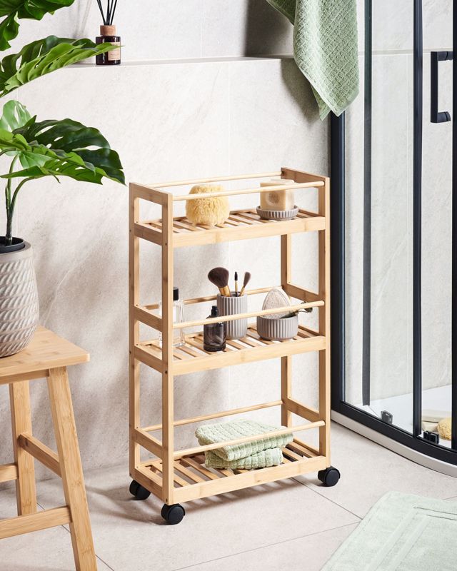Bambusreol Quintay Brun med Hjul 45x20x75 cm