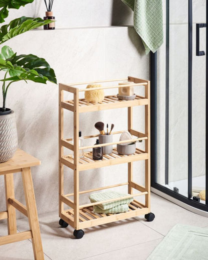 Bambusreol Quintay Brun med Hjul 45x20x75 cm