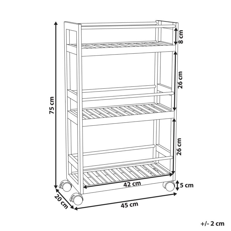 Bambusreol Quintay Brun med Hjul 45x20x75 cm