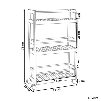 Bambusreol Quintay Brun med Hjul 45x20x75 cm