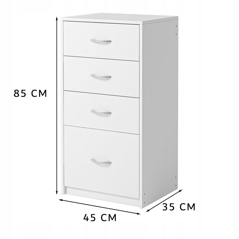 Kommode Rebiko med Skuffer Hvid 85 cm