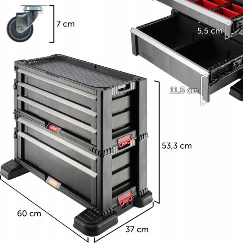 Keter Tool Chest Pro værkstedsreol i sort med 5 skuffer