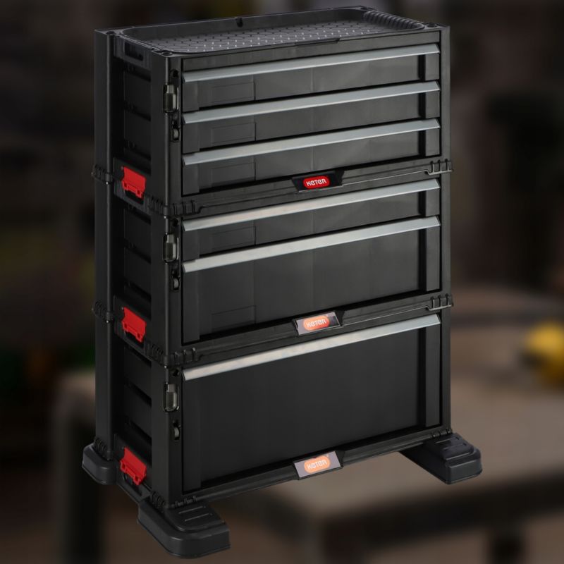 Keter Tool Chest Set værkstedsreol med 6 skuffer, sort