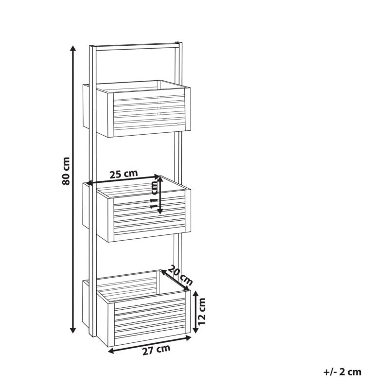 Bambusreol 3 Hylder Brun 27x20x80 cm