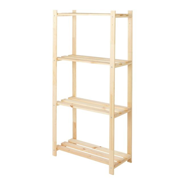 Træreol 130 x 65 x 30 cm med 4 hylder og 20 kg belastning
