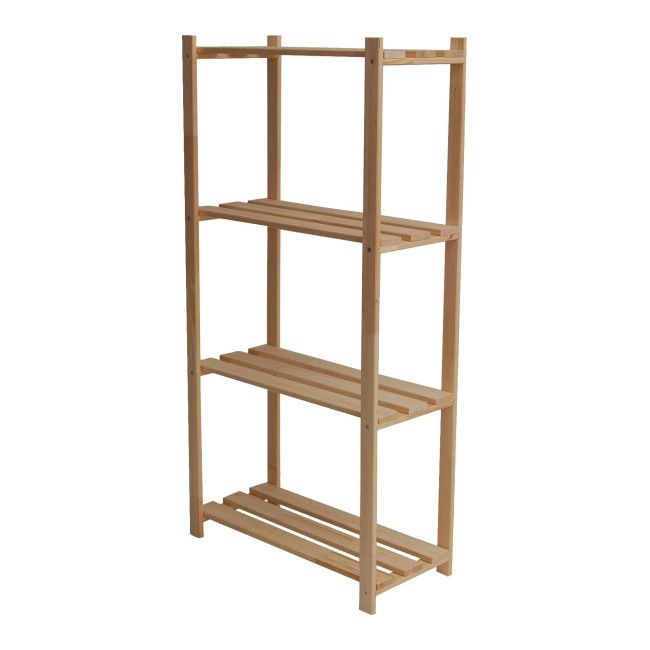 Træreol 130 x 65 x 30 cm med 4 hylder og 20 kg belastning