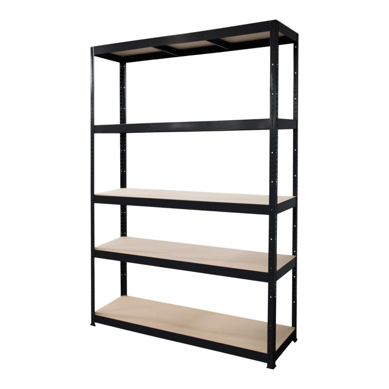 GoodHome Ryle fritstående metalreol 179 x 120 x 40 cm med 5 hylder, sort