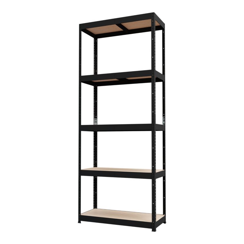 GoodHome Ryle fritstående metalreol 179 x 75 x 35 cm med 5 hylder, sort