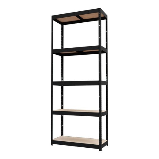 GoodHome Ryle fritstående metalreol 179 x 75 x 35 cm med 5 hylder, sort