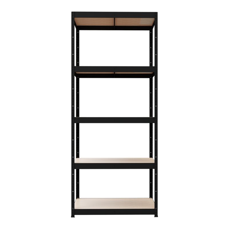 GoodHome Ryle fritstående metalreol 179 x 75 x 35 cm med 5 hylder, sort