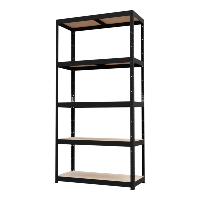 GoodHome Ryle fritstående metalreol 179 x 90 x 40 cm med 5 hylder i mat-sort