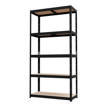 GoodHome Ryle fritstående metalreol 179 x 90 x 40 cm med 5 hylder i mat-sort
