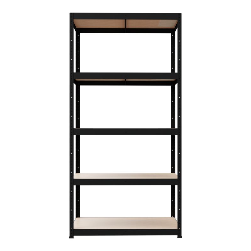 GoodHome Ryle fritstående metalreol 179 x 90 x 40 cm med 5 hylder i mat-sort