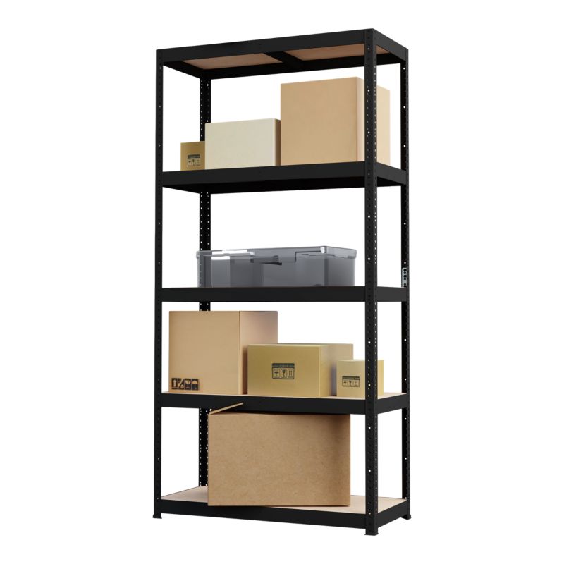 GoodHome Ryle fritstående metalreol 179 x 90 x 40 cm med 5 hylder i mat-sort