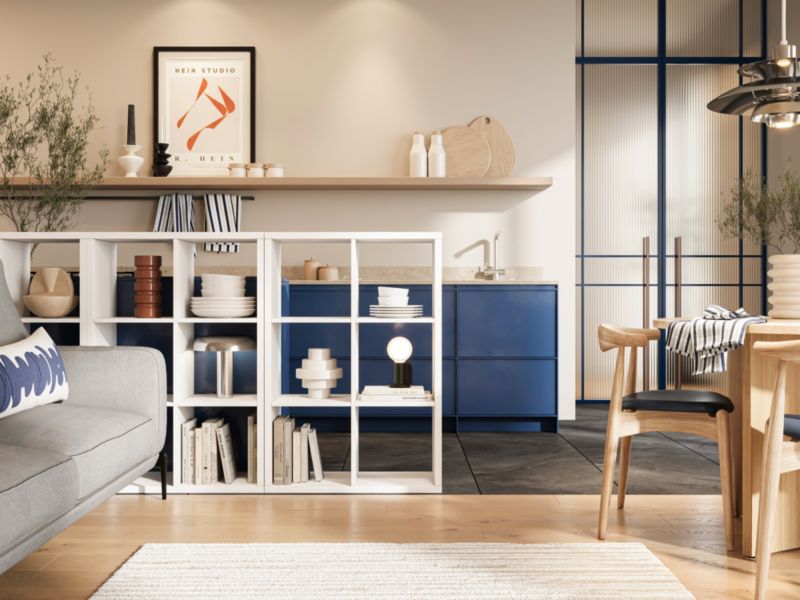 Land reol med 6 moduler i hvid