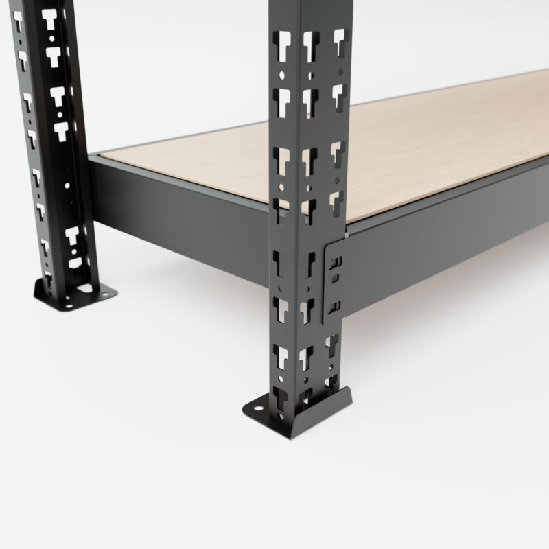 Metalkas Mega fritstående metalreol 180 x 180 x 60 cm med 4 hylder, sort