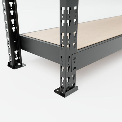 Metalkas Mega fritstående metalreol 180 x 180 x 60 cm med 4 hylder, sort