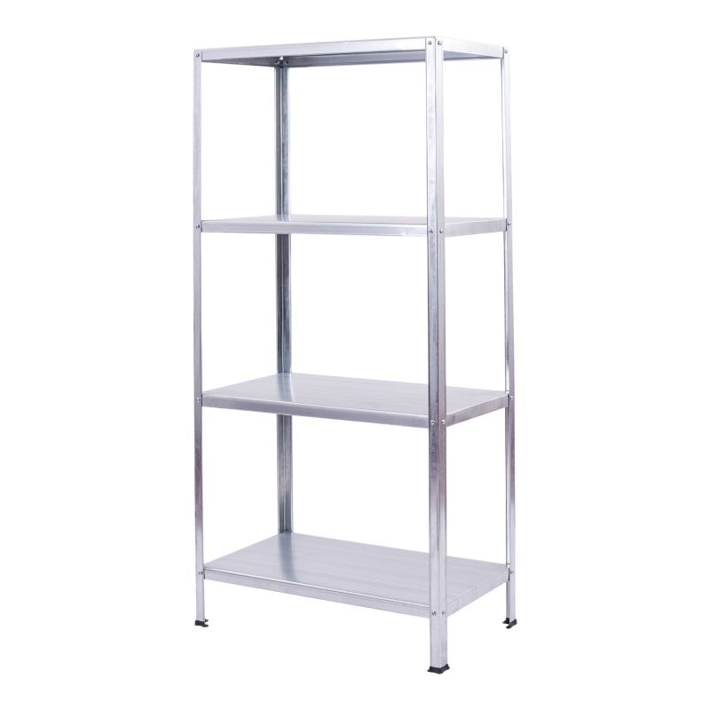 Fritstående metalreol 140 x 70 x 30 cm med 4 hylder og 40 kg belastning, galvaniseret