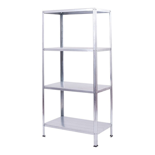 Fritstående metalreol 140 x 70 x 30 cm med 4 hylder og 40 kg belastning, galvaniseret