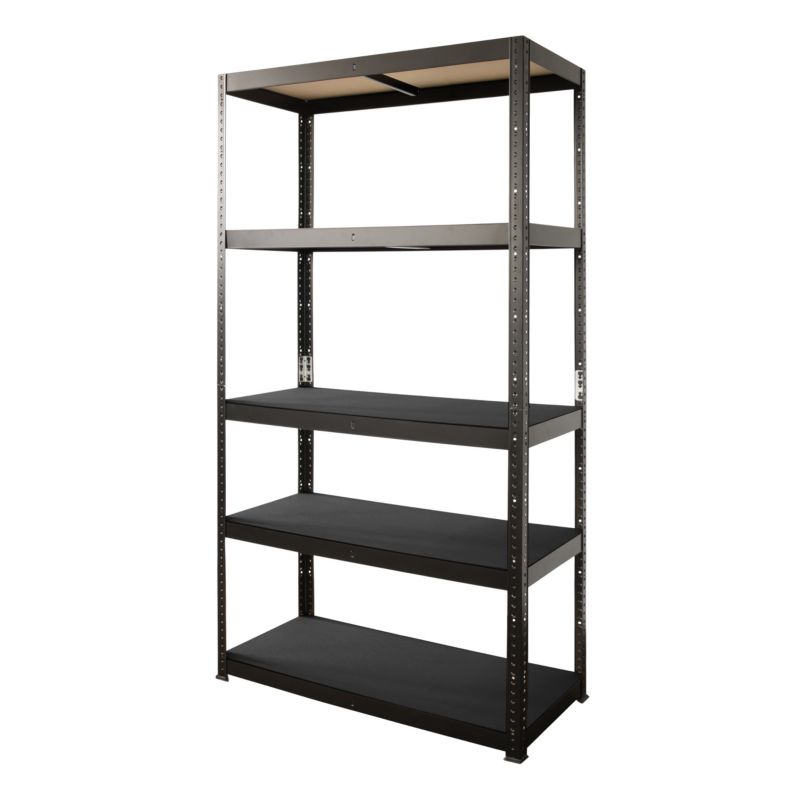 Fritstående metalreol 179 x 80 x 40 cm med 5 hylder og 120 kg bæreevne, mat-sort