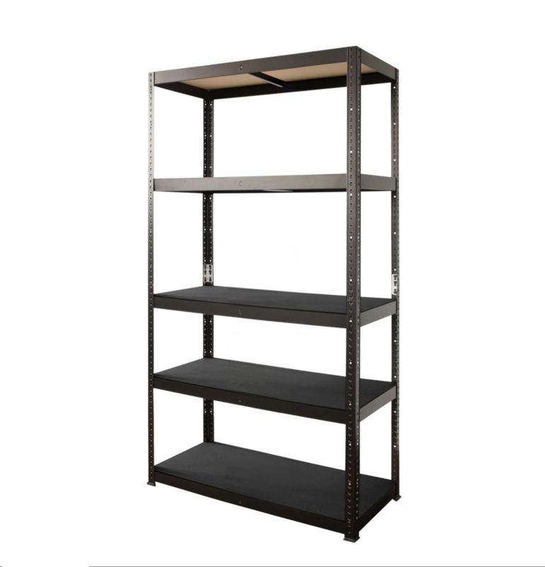 Fritstående metalreol 179 x 80 x 40 cm med 5 hylder og 120 kg bæreevne, mat-sort