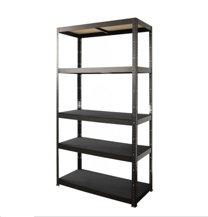 Fritstående metalreol 179 x 80 x 40 cm med 5 hylder og 120 kg bæreevne, mat-sort