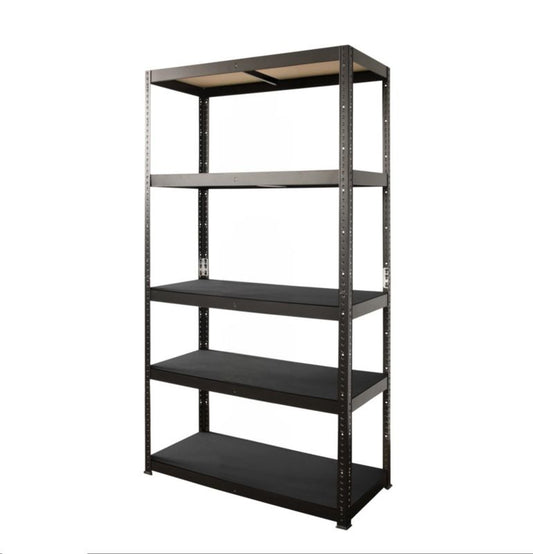 Fritstående metalreol 179 x 80 x 40 cm med 5 hylder og 120 kg bæreevne, mat-sort