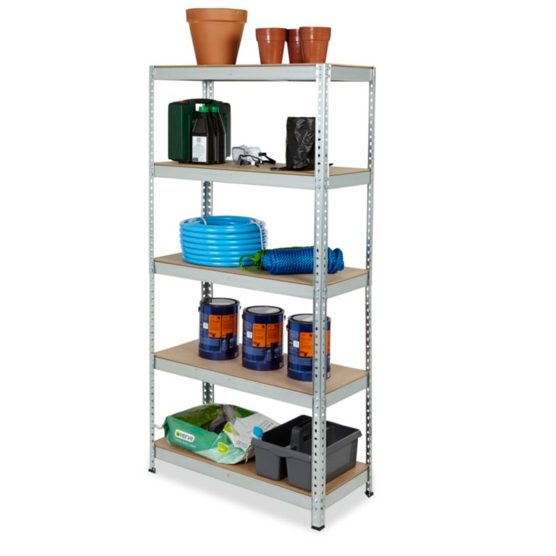 Gammel metalreol 180 x 90 x 40 cm 5 hylder 175 kg galvaniseret
