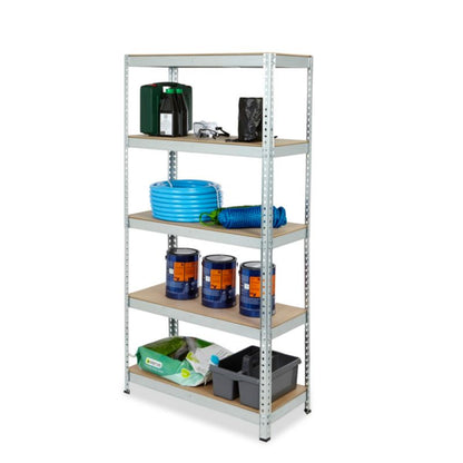 Gammel metalreol 180 x 90 x 40 cm 5 hylder 175 kg galvaniseret