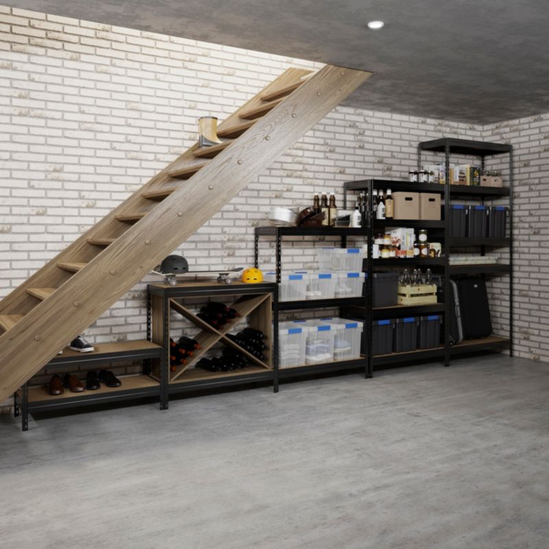 Modulært metalreol GoodHome Rand 180 x 97 x 40 cm med 5 hylder og 250 kg belastning