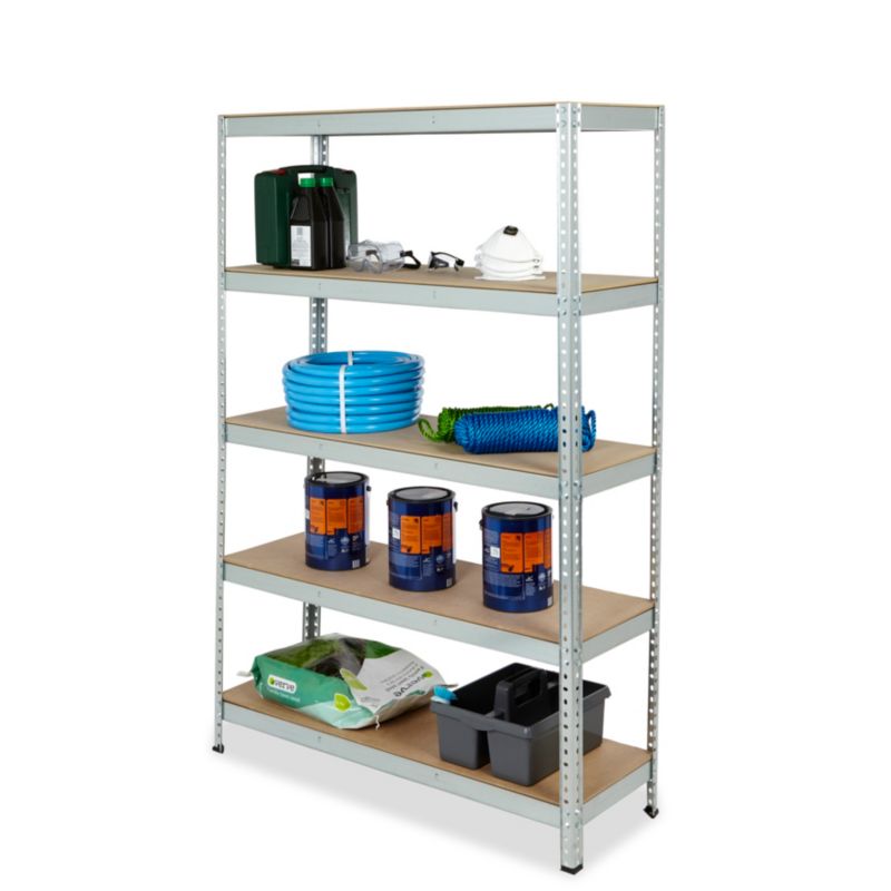 Stabil metalreol 180 x 120 x 40 cm med 5 hylder og 200 kg belastning, galvaniseret
