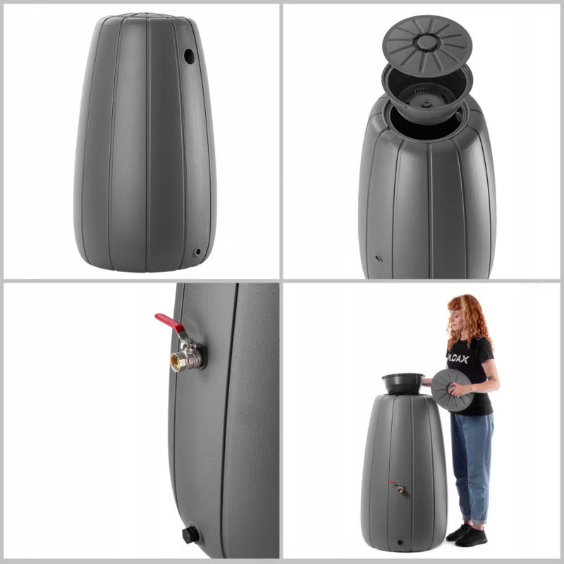 Regnvandstank 200 Liter Antracit med Hane