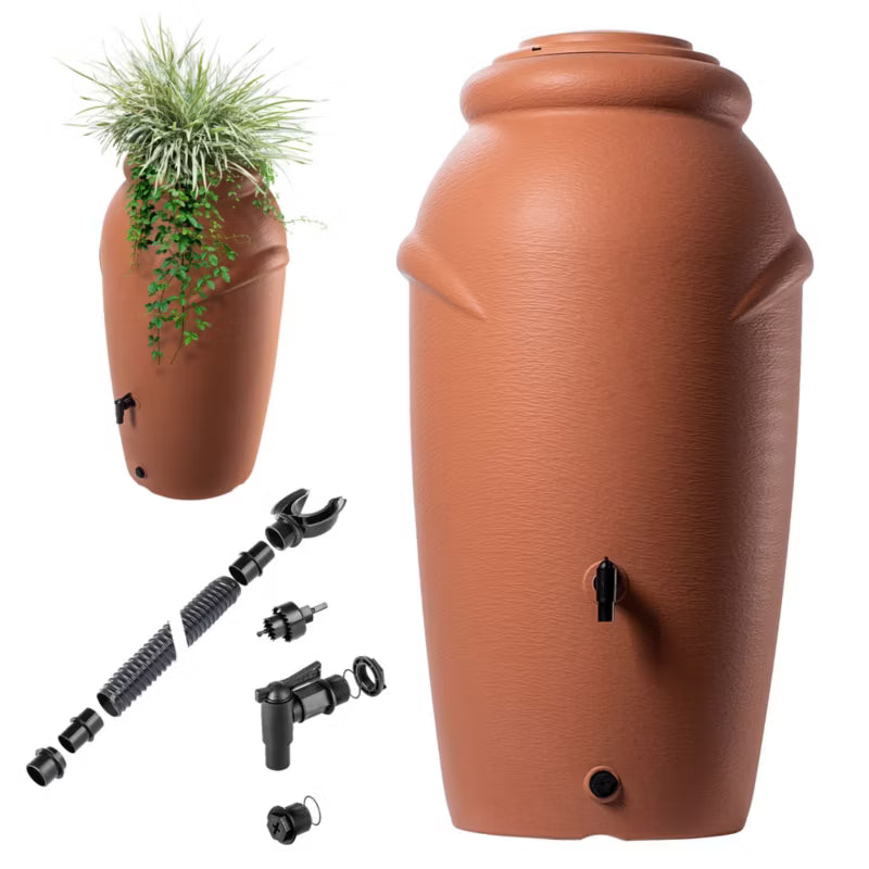 Regnvandstank 210 Liter Terrakotta med Plantekumme