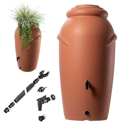 Regnvandstank 210 Liter Terrakotta med Plantekumme