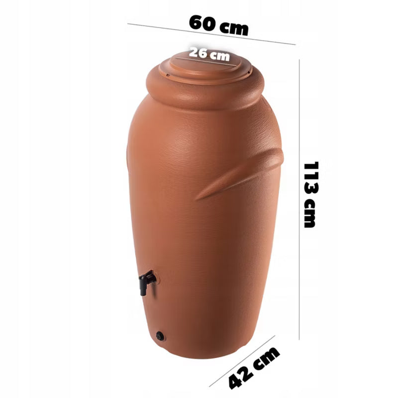 Regnvandstank 210 Liter Terrakotta med Plantekumme