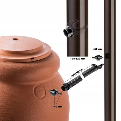 Regnvandstank 210 Liter Terrakotta med Plantekumme