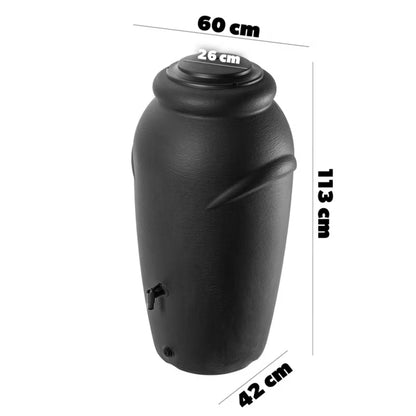 Regnvandstank 210 Liter Antracit med Hane og Urtepotte
