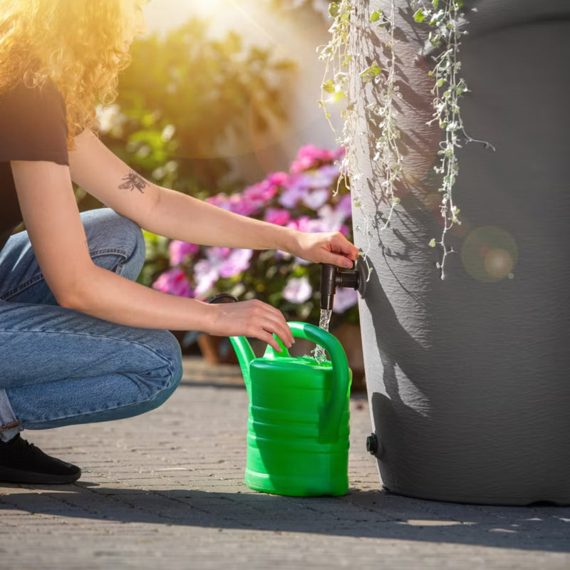 Regnvandstank 210 Liter Antracit med Hane og Urtepotte
