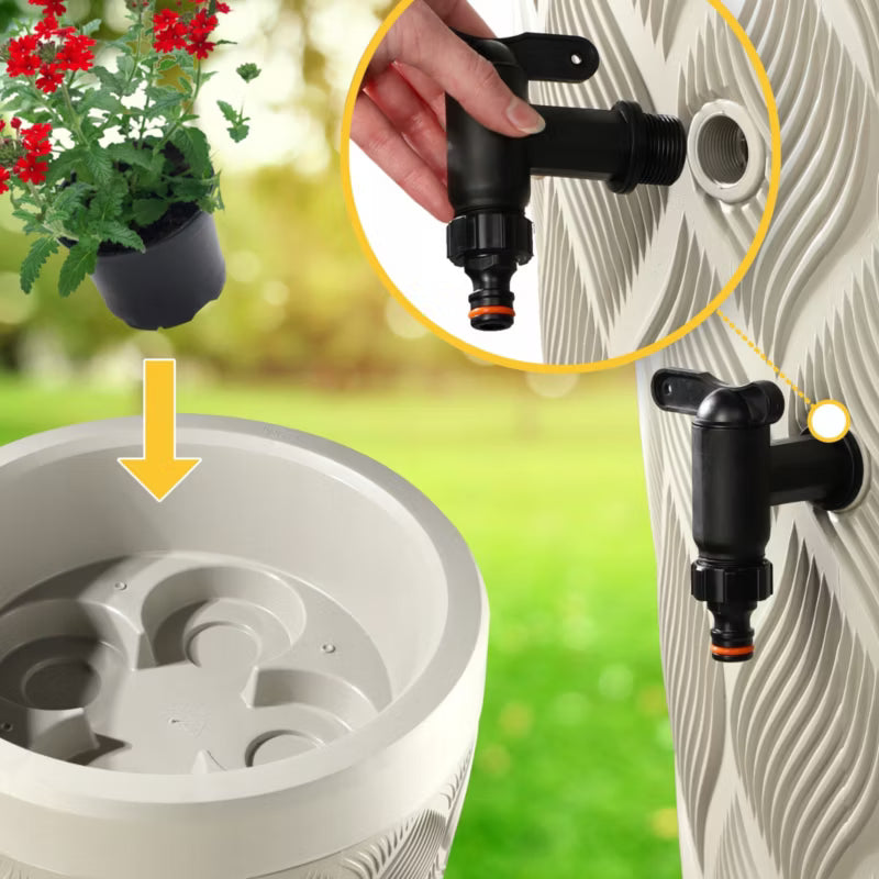 Regnvandstank 240 Liter med Plantekumme Lysgrå