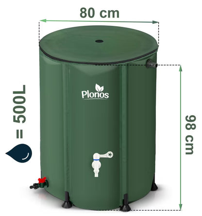 Regnvandstank 500 Liter 80x98 cm Foldbar Grøn