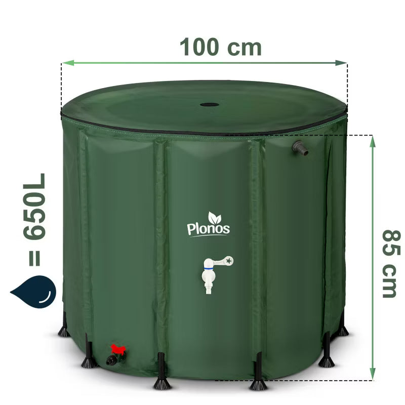 Regnvandstank Sammenklappelig 100x85 cm 650 Liter Grøn