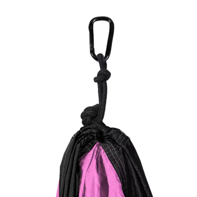 Rejsehængekøje XXL 260x140 cm Sort og Pink med Monteringssæt
