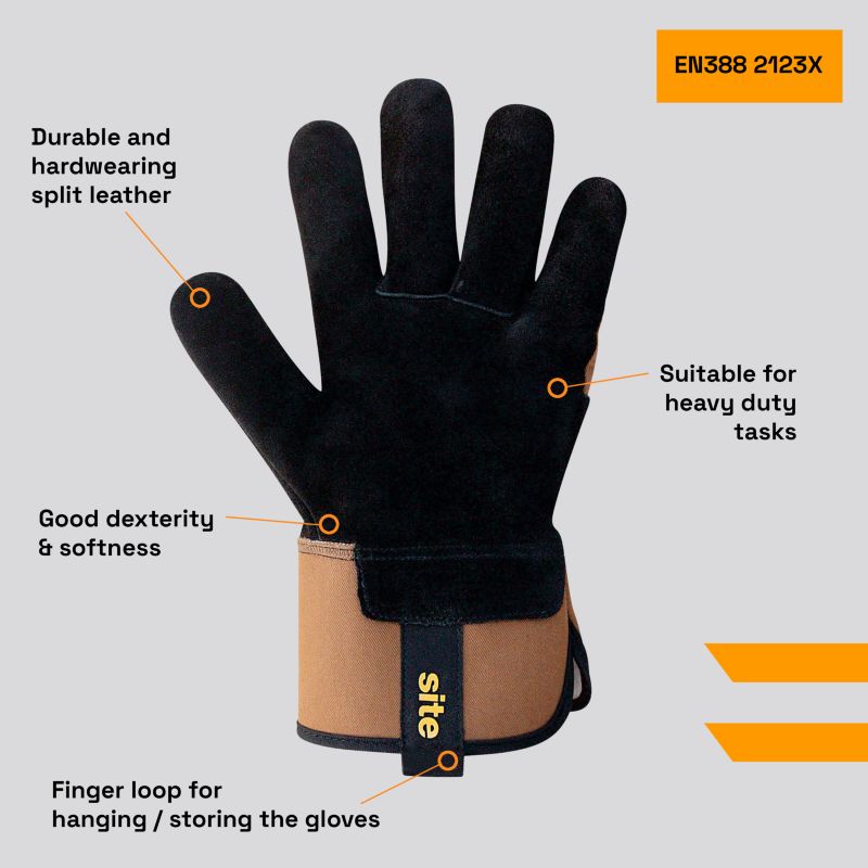 Beskyttelseshandsker i læder Site SWG540 brune XL