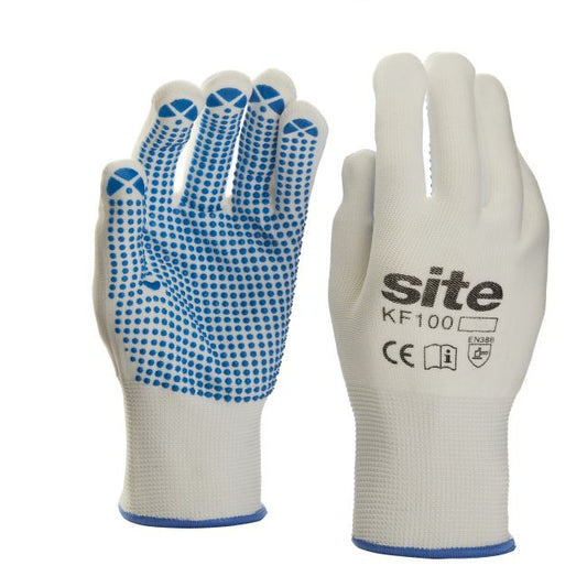 Site KF100 arbejdshandsker med PVC-prikker, 10 par