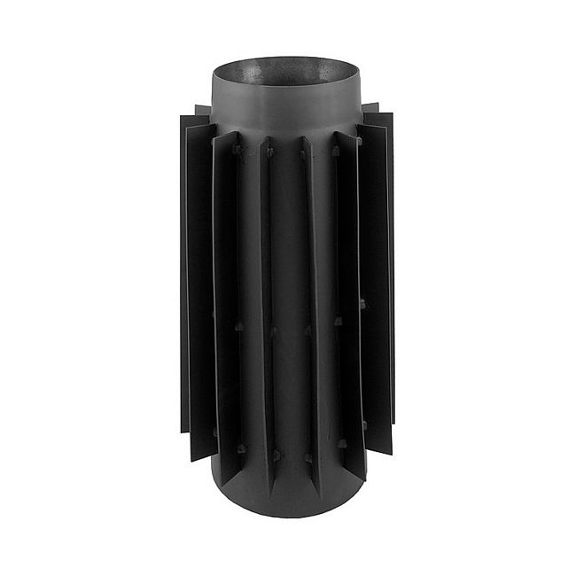 Røgrør med Ribber Ø180 mm Sort